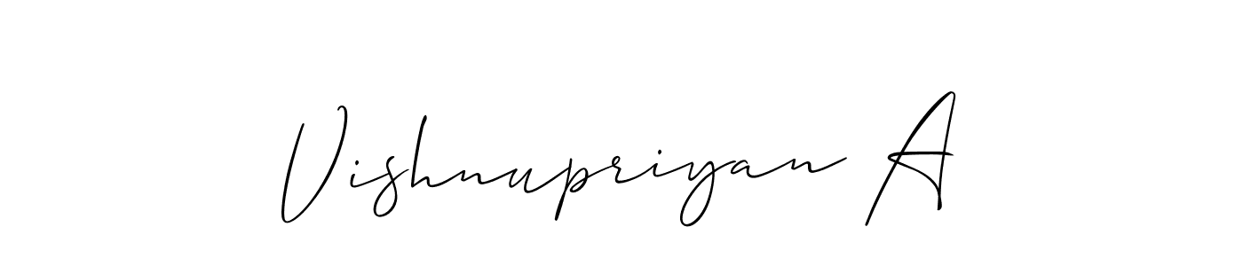 How to Draw Vishnupriyan A signature style? Allison_Script is a latest design signature styles for name Vishnupriyan A. Vishnupriyan A signature style 2 images and pictures png