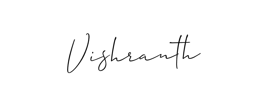 Use a signature maker to create a handwritten signature online. With this signature software, you can design (Allison_Script) your own signature for name Vishranth. Vishranth signature style 2 images and pictures png