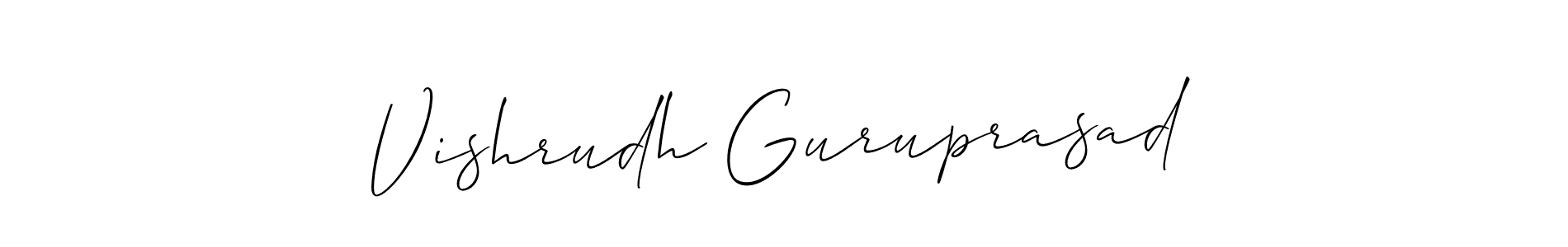 This is the best signature style for the Vishrudh Guruprasad name. Also you like these signature font (Allison_Script). Mix name signature. Vishrudh Guruprasad signature style 2 images and pictures png