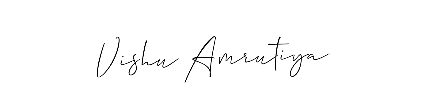 Create a beautiful signature design for name Vishu Amrutiya. With this signature (Allison_Script) fonts, you can make a handwritten signature for free. Vishu Amrutiya signature style 2 images and pictures png