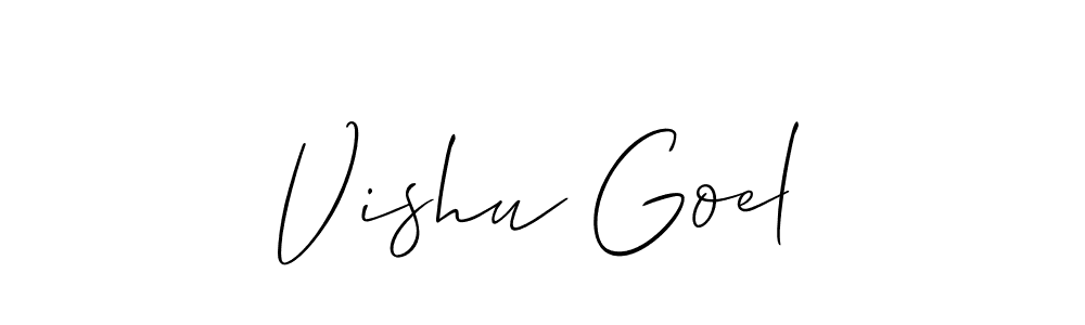Create a beautiful signature design for name Vishu Goel. With this signature (Allison_Script) fonts, you can make a handwritten signature for free. Vishu Goel signature style 2 images and pictures png