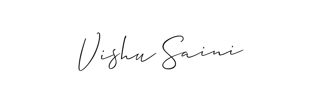 The best way (Allison_Script) to make a short signature is to pick only two or three words in your name. The name Vishu Saini include a total of six letters. For converting this name. Vishu Saini signature style 2 images and pictures png