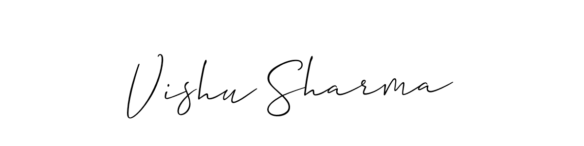 Also You can easily find your signature by using the search form. We will create Vishu Sharma name handwritten signature images for you free of cost using Allison_Script sign style. Vishu Sharma signature style 2 images and pictures png