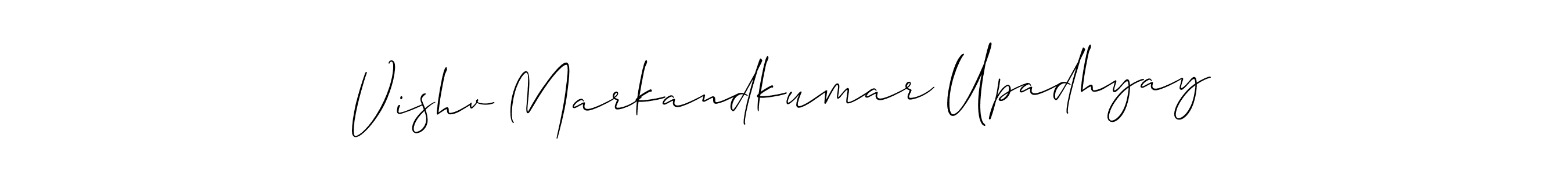 if you are searching for the best signature style for your name Vishv Markandkumar Upadhyay. so please give up your signature search. here we have designed multiple signature styles  using Allison_Script. Vishv Markandkumar Upadhyay signature style 2 images and pictures png