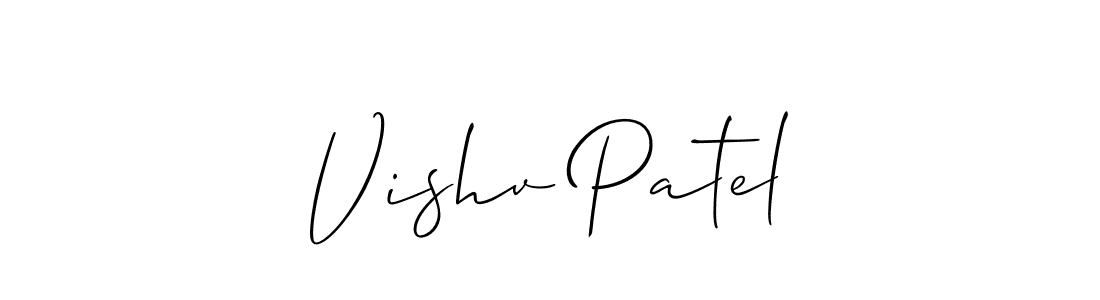 How to make Vishv Patel name signature. Use Allison_Script style for creating short signs online. This is the latest handwritten sign. Vishv Patel signature style 2 images and pictures png