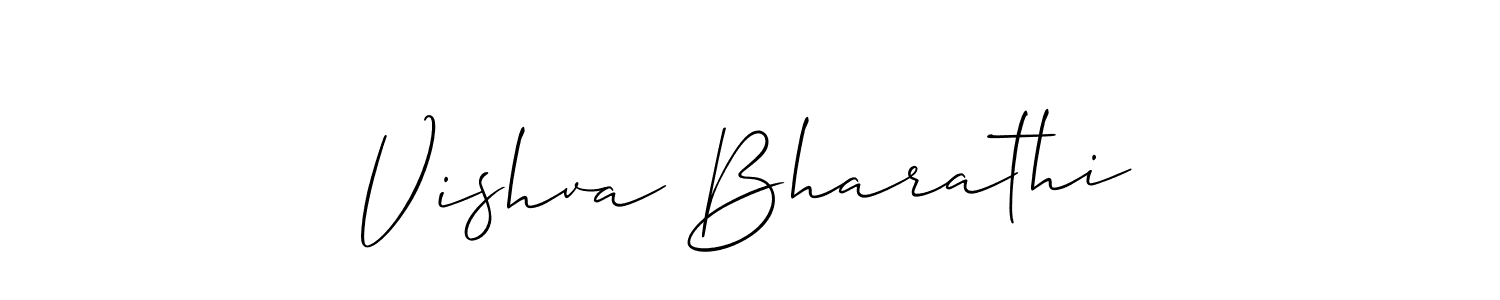 Also You can easily find your signature by using the search form. We will create Vishva Bharathi name handwritten signature images for you free of cost using Allison_Script sign style. Vishva Bharathi signature style 2 images and pictures png
