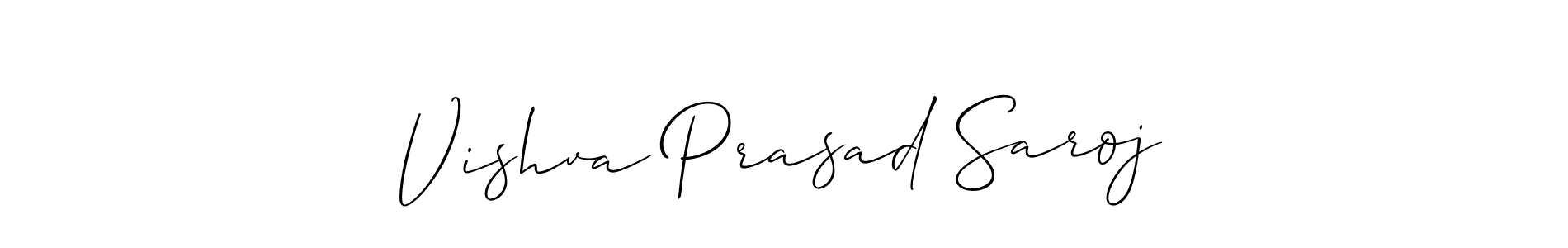 Create a beautiful signature design for name Vishva Prasad Saroj. With this signature (Allison_Script) fonts, you can make a handwritten signature for free. Vishva Prasad Saroj signature style 2 images and pictures png