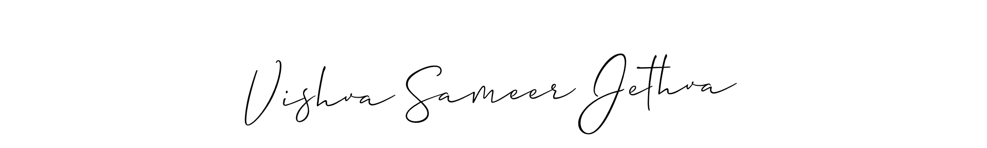 How to make Vishva Sameer Jethva signature? Allison_Script is a professional autograph style. Create handwritten signature for Vishva Sameer Jethva name. Vishva Sameer Jethva signature style 2 images and pictures png