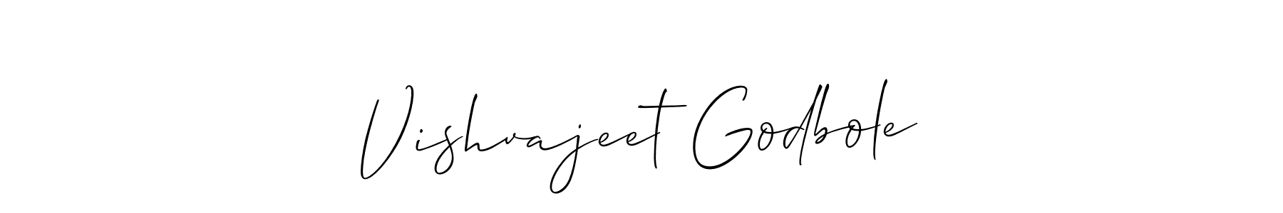 The best way (Allison_Script) to make a short signature is to pick only two or three words in your name. The name Vishvajeet Godbole include a total of six letters. For converting this name. Vishvajeet Godbole signature style 2 images and pictures png