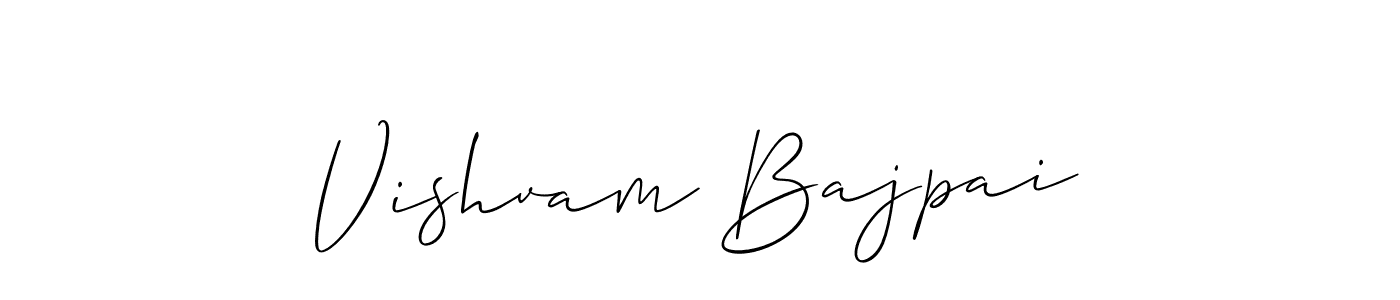 The best way (Allison_Script) to make a short signature is to pick only two or three words in your name. The name Vishvam Bajpai include a total of six letters. For converting this name. Vishvam Bajpai signature style 2 images and pictures png