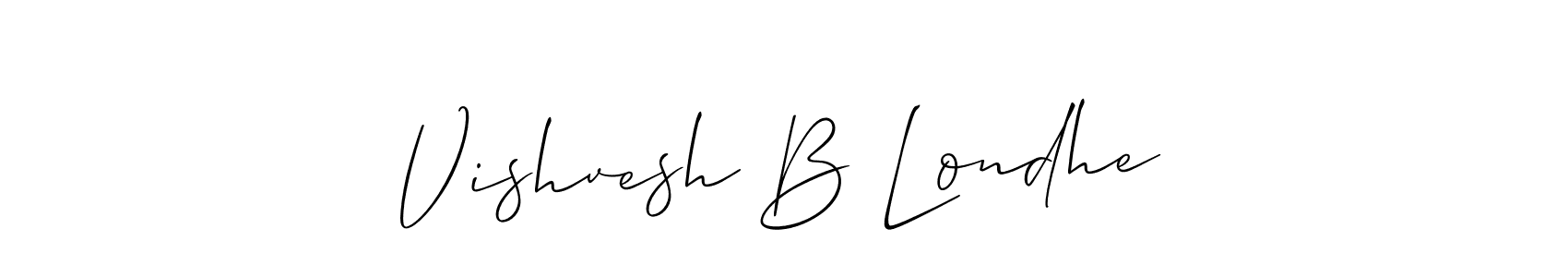 This is the best signature style for the Vishvesh B Londhe name. Also you like these signature font (Allison_Script). Mix name signature. Vishvesh B Londhe signature style 2 images and pictures png