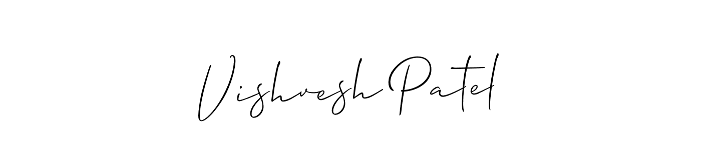 Allison_Script is a professional signature style that is perfect for those who want to add a touch of class to their signature. It is also a great choice for those who want to make their signature more unique. Get Vishvesh Patel name to fancy signature for free. Vishvesh Patel signature style 2 images and pictures png