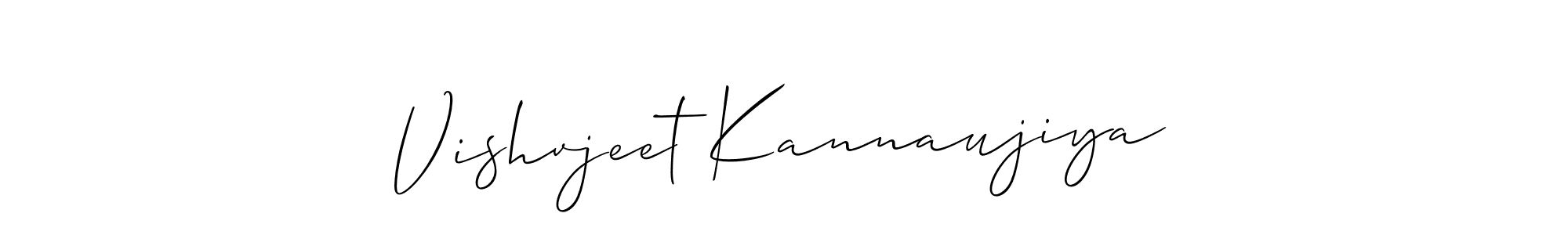 Design your own signature with our free online signature maker. With this signature software, you can create a handwritten (Allison_Script) signature for name Vishvjeet Kannaujiya. Vishvjeet Kannaujiya signature style 2 images and pictures png