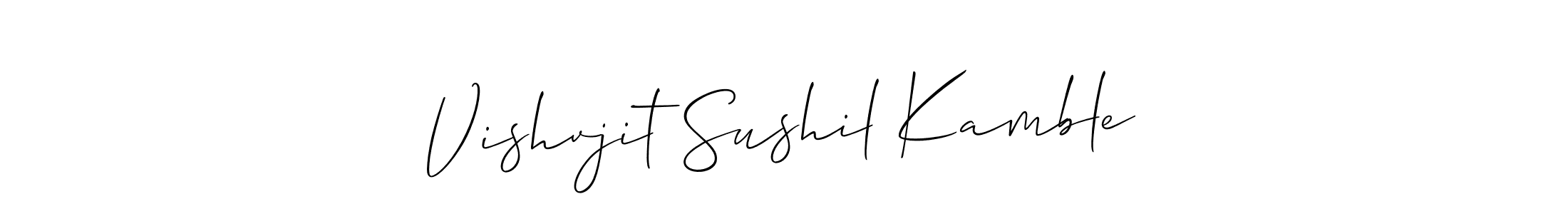 Also we have Vishvjit Sushil Kamble name is the best signature style. Create professional handwritten signature collection using Allison_Script autograph style. Vishvjit Sushil Kamble signature style 2 images and pictures png