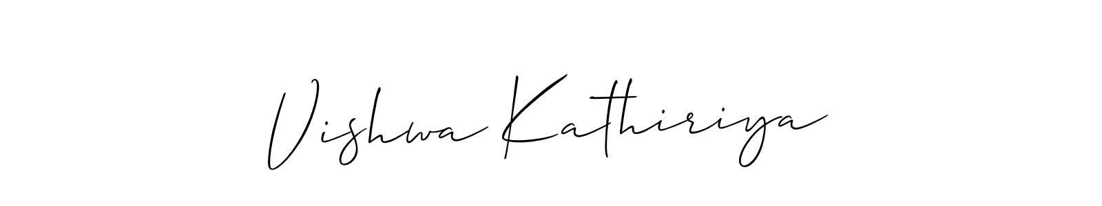 You should practise on your own different ways (Allison_Script) to write your name (Vishwa Kathiriya) in signature. don't let someone else do it for you. Vishwa Kathiriya signature style 2 images and pictures png