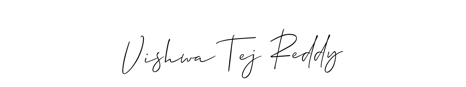 if you are searching for the best signature style for your name Vishwa Tej Reddy. so please give up your signature search. here we have designed multiple signature styles  using Allison_Script. Vishwa Tej Reddy signature style 2 images and pictures png