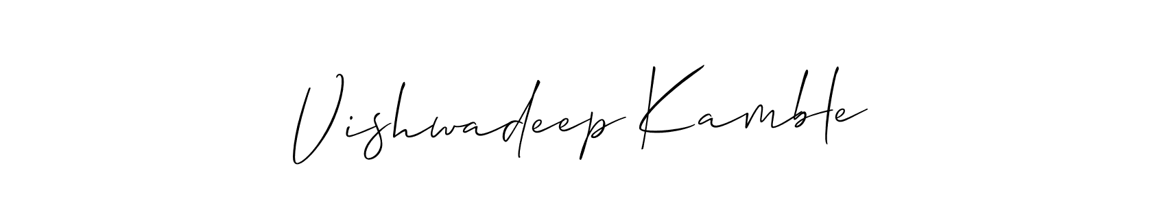 Use a signature maker to create a handwritten signature online. With this signature software, you can design (Allison_Script) your own signature for name Vishwadeep Kamble. Vishwadeep Kamble signature style 2 images and pictures png