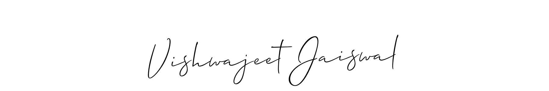 Also we have Vishwajeet Jaiswal name is the best signature style. Create professional handwritten signature collection using Allison_Script autograph style. Vishwajeet Jaiswal signature style 2 images and pictures png