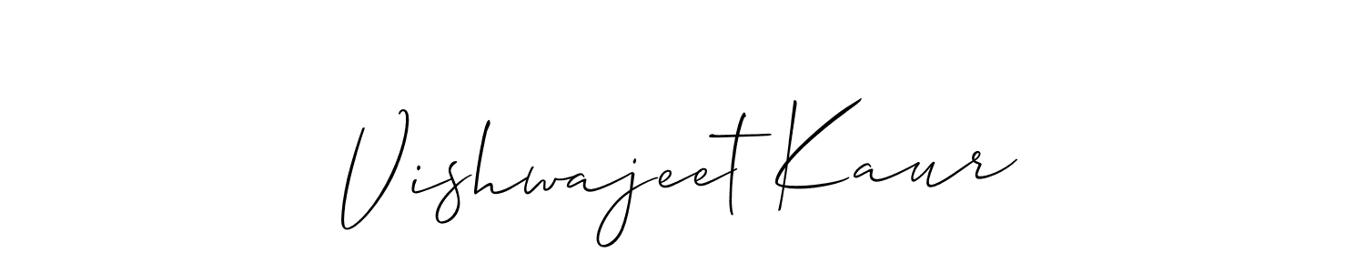 This is the best signature style for the Vishwajeet Kaur name. Also you like these signature font (Allison_Script). Mix name signature. Vishwajeet Kaur signature style 2 images and pictures png