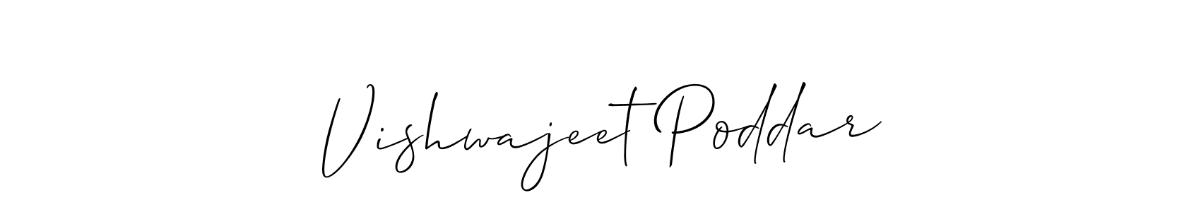 Allison_Script is a professional signature style that is perfect for those who want to add a touch of class to their signature. It is also a great choice for those who want to make their signature more unique. Get Vishwajeet Poddar name to fancy signature for free. Vishwajeet Poddar signature style 2 images and pictures png