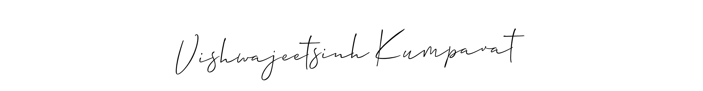 It looks lik you need a new signature style for name Vishwajeetsinh Kumpavat. Design unique handwritten (Allison_Script) signature with our free signature maker in just a few clicks. Vishwajeetsinh Kumpavat signature style 2 images and pictures png