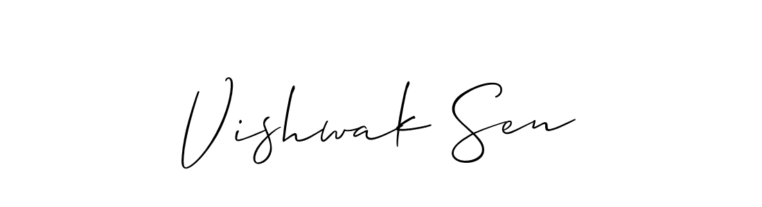 The best way (Allison_Script) to make a short signature is to pick only two or three words in your name. The name Vishwak Sen include a total of six letters. For converting this name. Vishwak Sen signature style 2 images and pictures png