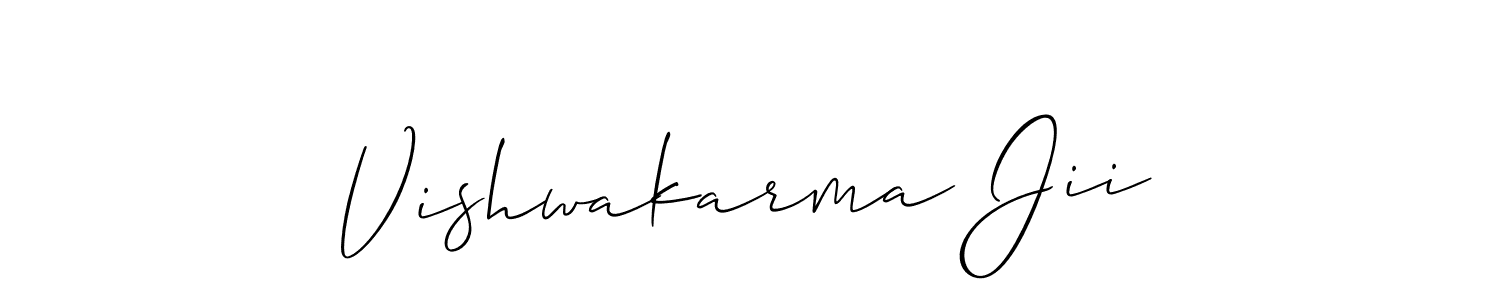 It looks lik you need a new signature style for name Vishwakarma Jii. Design unique handwritten (Allison_Script) signature with our free signature maker in just a few clicks. Vishwakarma Jii signature style 2 images and pictures png