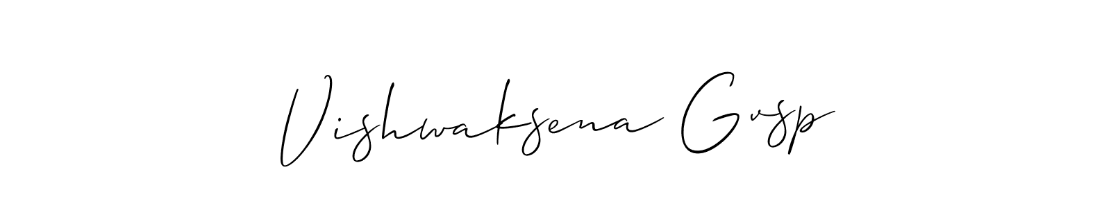 Also we have Vishwaksena Gvsp name is the best signature style. Create professional handwritten signature collection using Allison_Script autograph style. Vishwaksena Gvsp signature style 2 images and pictures png