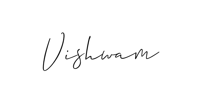 The best way (Allison_Script) to make a short signature is to pick only two or three words in your name. The name Vishwam include a total of six letters. For converting this name. Vishwam signature style 2 images and pictures png