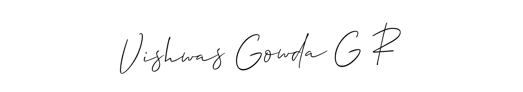 Make a short Vishwas Gowda G R signature style. Manage your documents anywhere anytime using Allison_Script. Create and add eSignatures, submit forms, share and send files easily. Vishwas Gowda G R signature style 2 images and pictures png