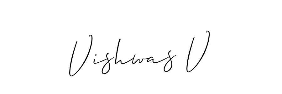 if you are searching for the best signature style for your name Vishwas V. so please give up your signature search. here we have designed multiple signature styles  using Allison_Script. Vishwas V signature style 2 images and pictures png