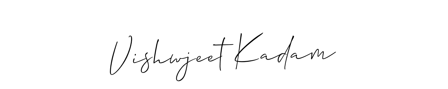 This is the best signature style for the Vishwjeet Kadam name. Also you like these signature font (Allison_Script). Mix name signature. Vishwjeet Kadam signature style 2 images and pictures png
