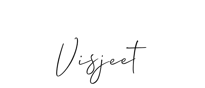 How to make Visjeet name signature. Use Allison_Script style for creating short signs online. This is the latest handwritten sign. Visjeet signature style 2 images and pictures png