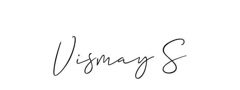 How to make Vismay S name signature. Use Allison_Script style for creating short signs online. This is the latest handwritten sign. Vismay S signature style 2 images and pictures png