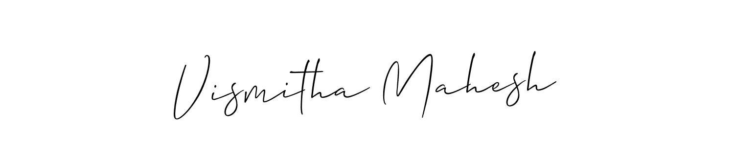 Make a short Vismitha Mahesh signature style. Manage your documents anywhere anytime using Allison_Script. Create and add eSignatures, submit forms, share and send files easily. Vismitha Mahesh signature style 2 images and pictures png