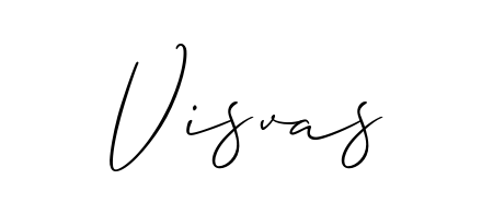 A sleek calligraphic signature for name Visvas utilizing Allison_Script styling. Great for adding personal signatures to photos and art. Visvas signature style 2 images and pictures png