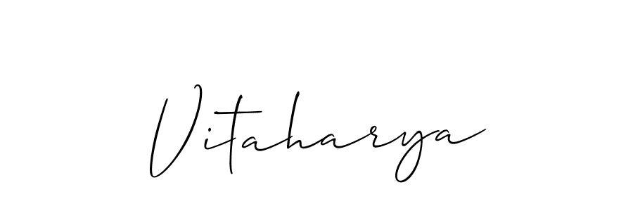 Allison_Script is a professional signature style that is perfect for those who want to add a touch of class to their signature. It is also a great choice for those who want to make their signature more unique. Get Vitaharya name to fancy signature for free. Vitaharya signature style 2 images and pictures png
