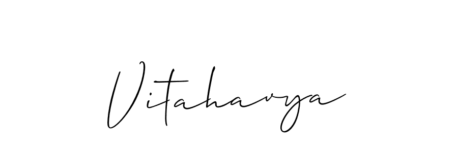 Make a beautiful signature design for name Vitahavya. With this signature (Allison_Script) style, you can create a handwritten signature for free. Vitahavya signature style 2 images and pictures png