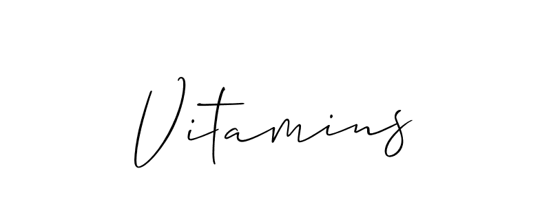 Also You can easily find your signature by using the search form. We will create Vitamins name handwritten signature images for you free of cost using Allison_Script sign style. Vitamins signature style 2 images and pictures png