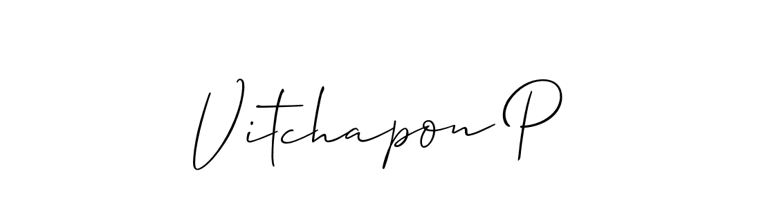 How to make Vitchapon P name signature. Use Allison_Script style for creating short signs online. This is the latest handwritten sign. Vitchapon P signature style 2 images and pictures png