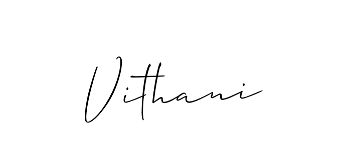 Create a beautiful signature design for name Vithani. With this signature (Allison_Script) fonts, you can make a handwritten signature for free. Vithani signature style 2 images and pictures png