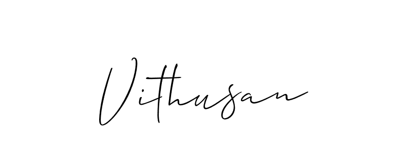 The best way (Allison_Script) to make a short signature is to pick only two or three words in your name. The name Vithusan include a total of six letters. For converting this name. Vithusan signature style 2 images and pictures png