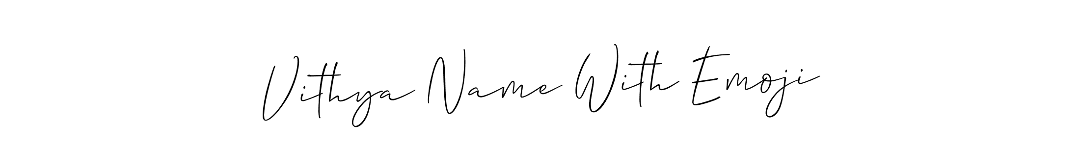 The best way (Allison_Script) to make a short signature is to pick only two or three words in your name. The name Vithya Name With Emoji include a total of six letters. For converting this name. Vithya Name With Emoji signature style 2 images and pictures png