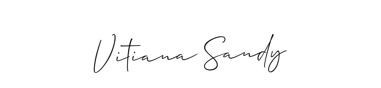 The best way (Allison_Script) to make a short signature is to pick only two or three words in your name. The name Vitiana Sandy include a total of six letters. For converting this name. Vitiana Sandy signature style 2 images and pictures png