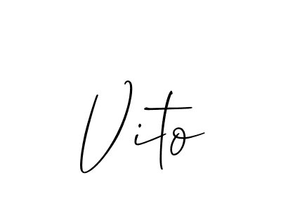 The best way (Allison_Script) to make a short signature is to pick only two or three words in your name. The name Vito include a total of six letters. For converting this name. Vito signature style 2 images and pictures png