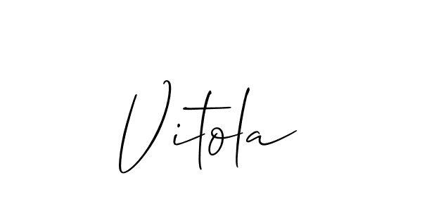 Make a beautiful signature design for name Vitola. With this signature (Allison_Script) style, you can create a handwritten signature for free. Vitola signature style 2 images and pictures png