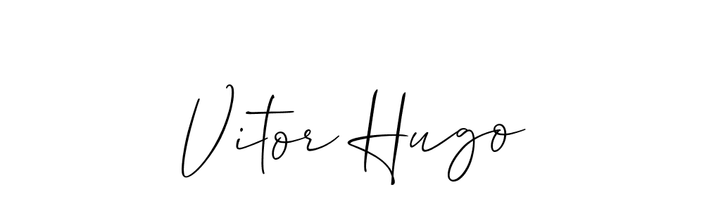 Allison_Script is a professional signature style that is perfect for those who want to add a touch of class to their signature. It is also a great choice for those who want to make their signature more unique. Get Vitor Hugo name to fancy signature for free. Vitor Hugo signature style 2 images and pictures png