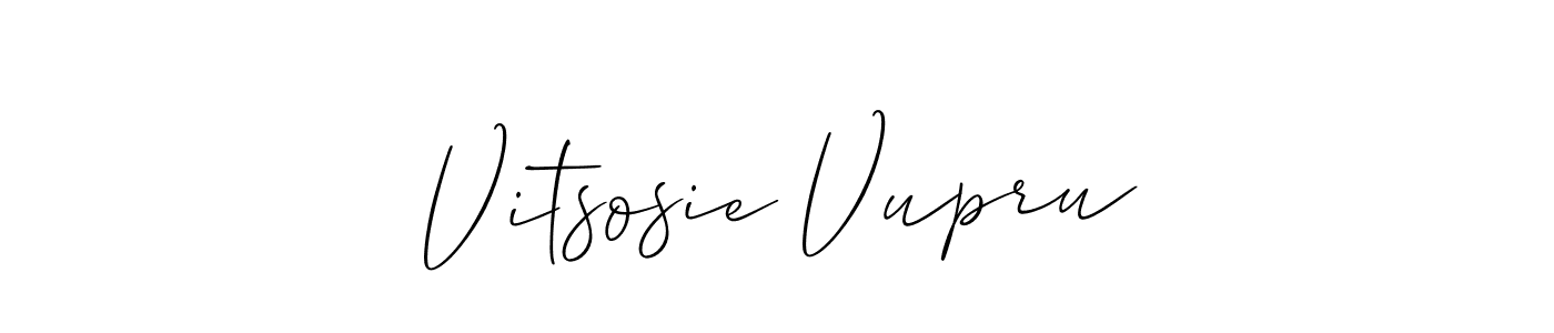 Also You can easily find your signature by using the search form. We will create Vitsosie Vupru name handwritten signature images for you free of cost using Allison_Script sign style. Vitsosie Vupru signature style 2 images and pictures png