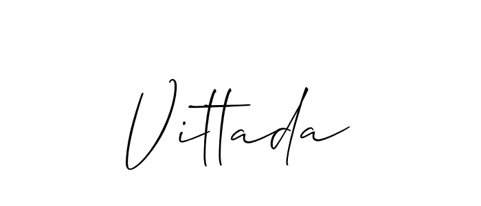 How to make Vittada name signature. Use Allison_Script style for creating short signs online. This is the latest handwritten sign. Vittada signature style 2 images and pictures png