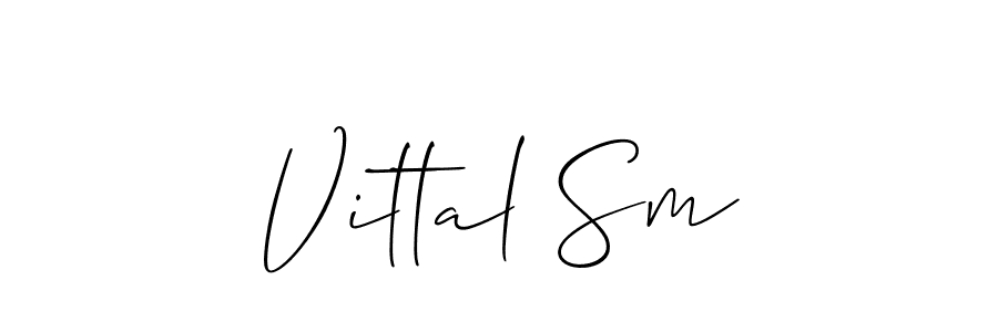 The best way (Allison_Script) to make a short signature is to pick only two or three words in your name. The name Vittal Sm include a total of six letters. For converting this name. Vittal Sm signature style 2 images and pictures png